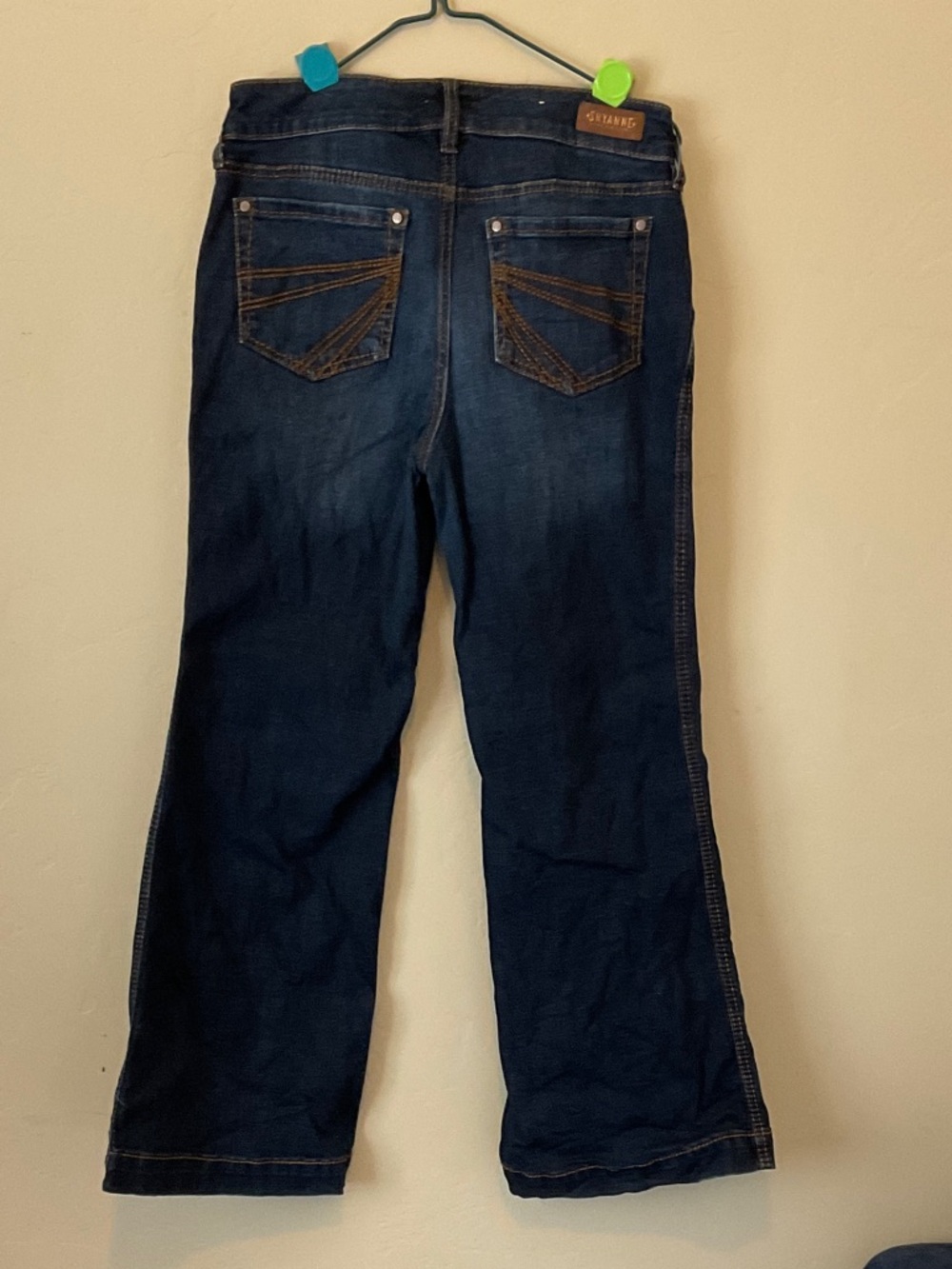 Shyanne Dark Blue Flare Jeans with Back Pocket Stitching